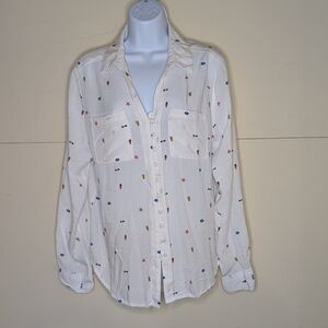 Velvet Heart Button Down Blouse Summer Graphic Print